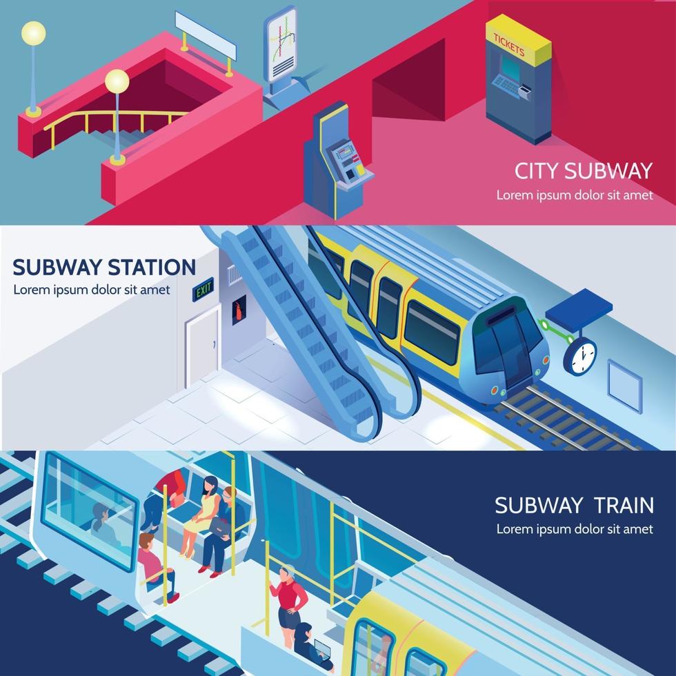 illustration vectorielle de bannières souterraines isométriques vecteur