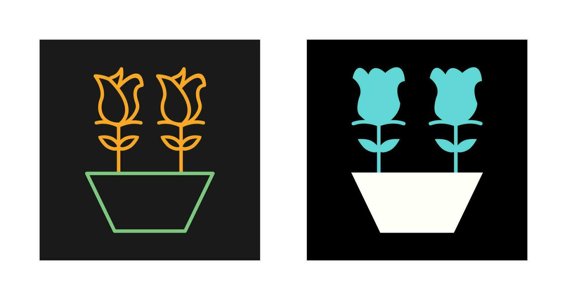 tulipes en icône de vecteur de pot