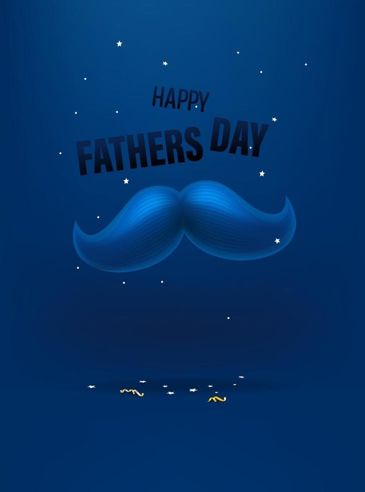Carte de voeux bonne fête des pères avec belle moustache 3d et texte tombant vecteur