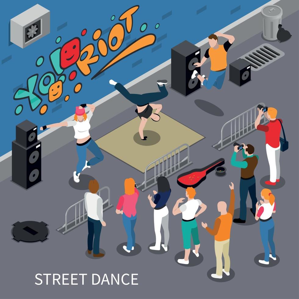 illustration vectorielle de street dance composition isométrique vecteur