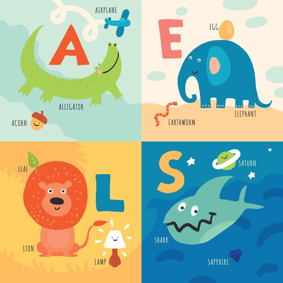 illustration vectorielle enfants alphabet concept vecteur