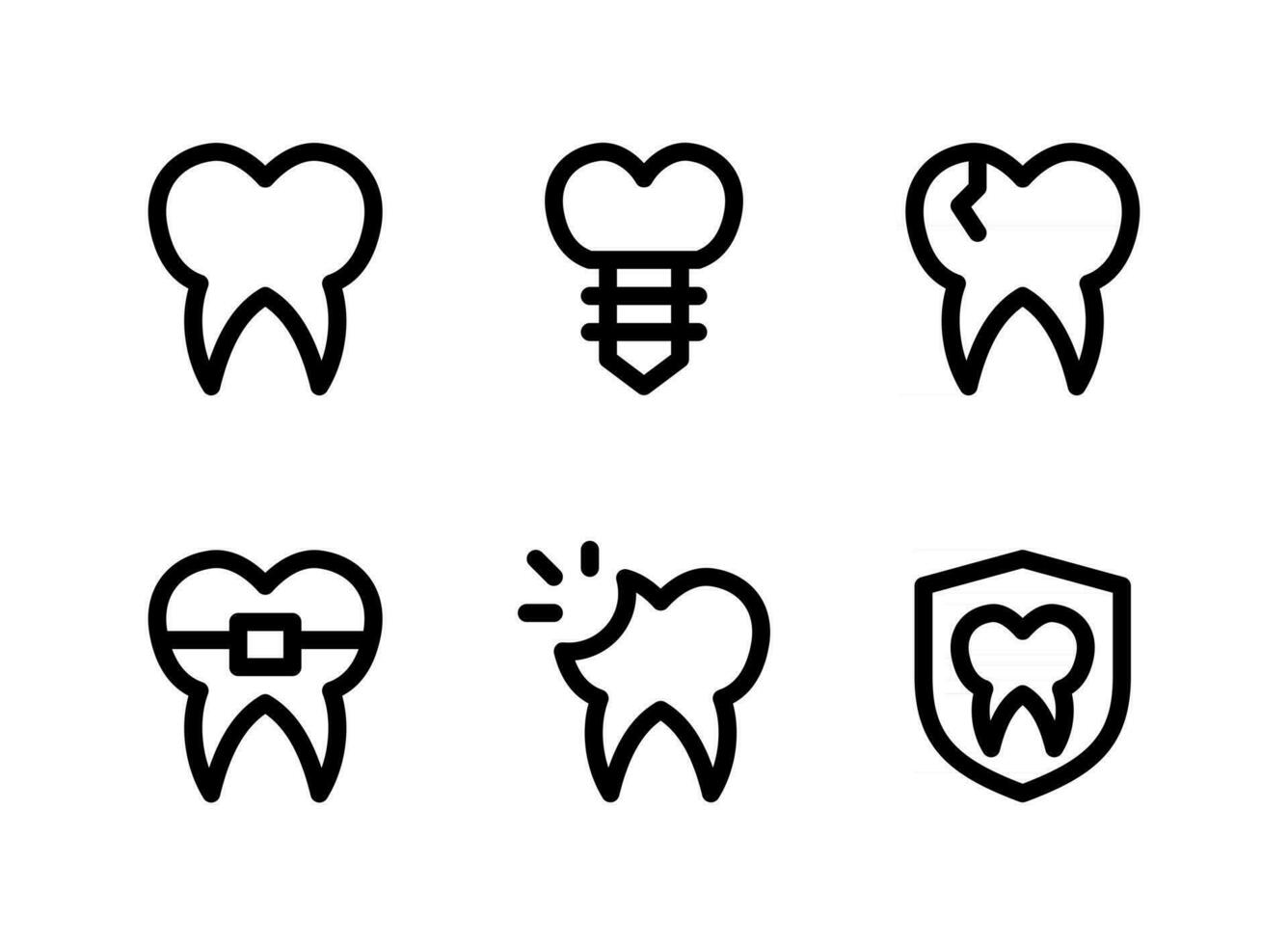 ensemble simple d'icônes de ligne vectorielle liées aux soins dentaires vecteur