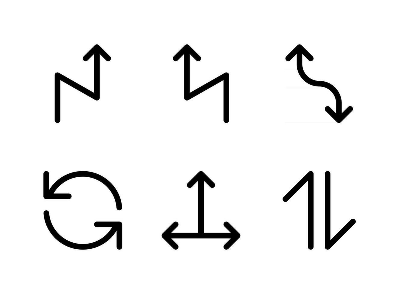 ensemble simple d'icônes de lignes vectorielles liées aux flèches vecteur