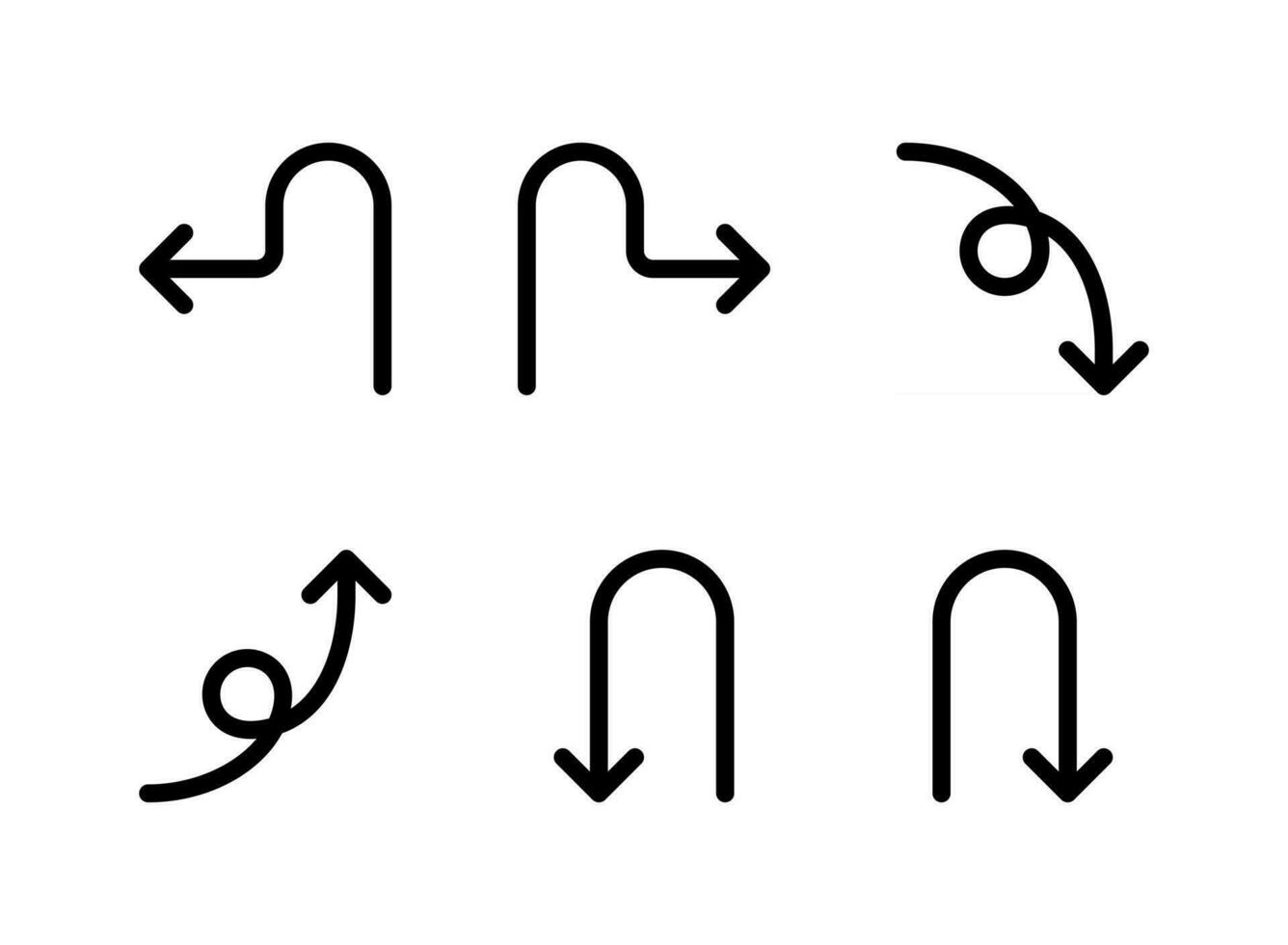 ensemble simple d'icônes de lignes vectorielles liées aux flèches vecteur