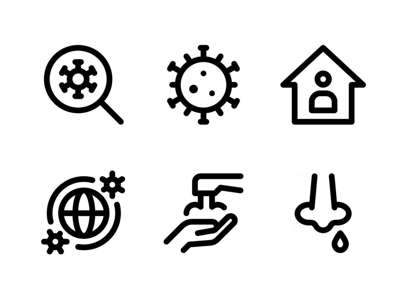 ensemble simple d'icônes de ligne vectorielle liées au coronavirus vecteur