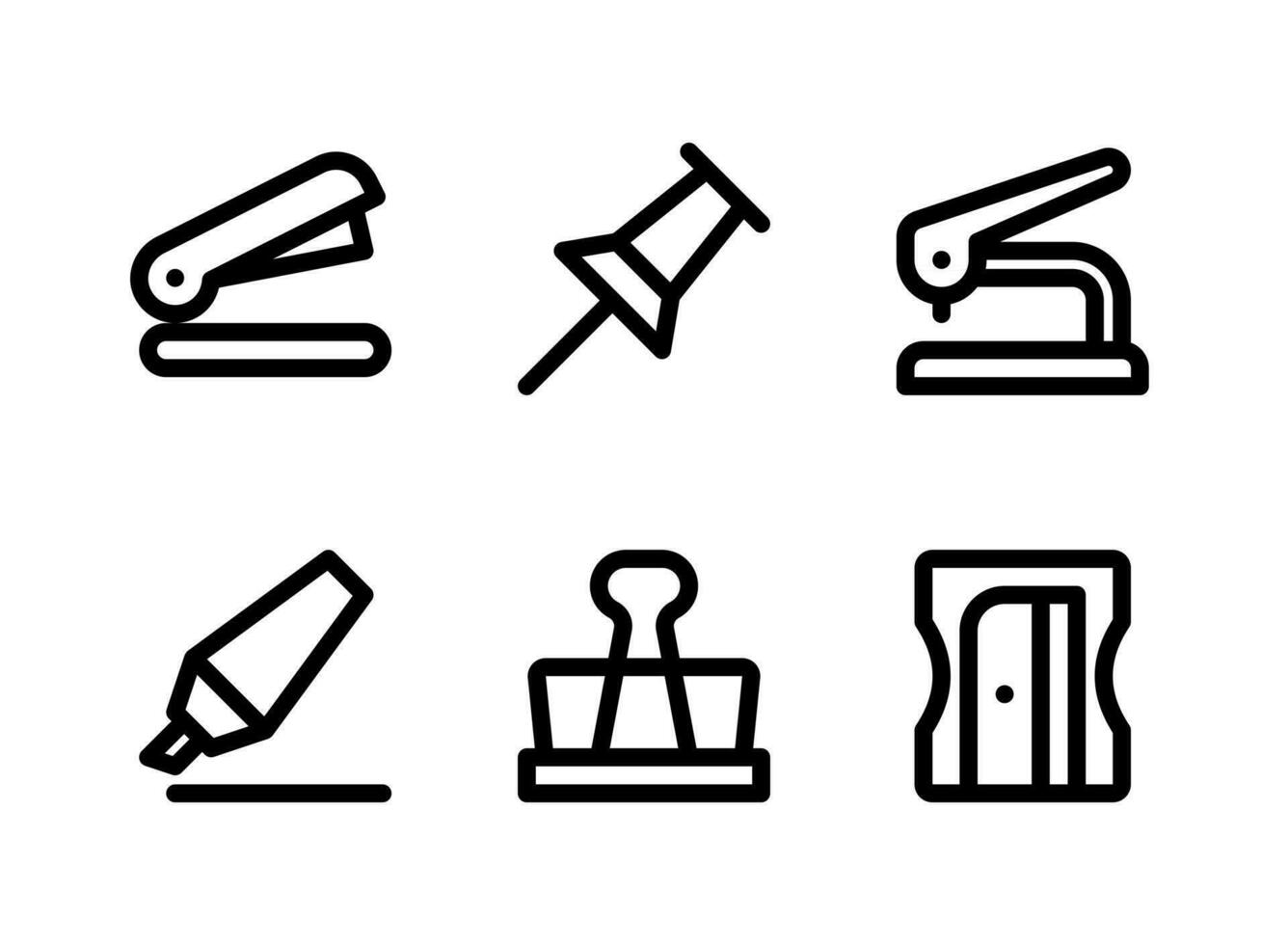 ensemble simple d'icônes de ligne vectorielle liées à la papeterie vecteur