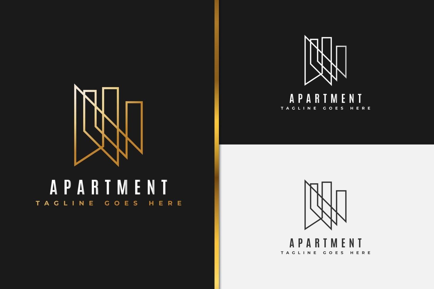 logo immobilier en dégradé d'or avec style de ligne vecteur