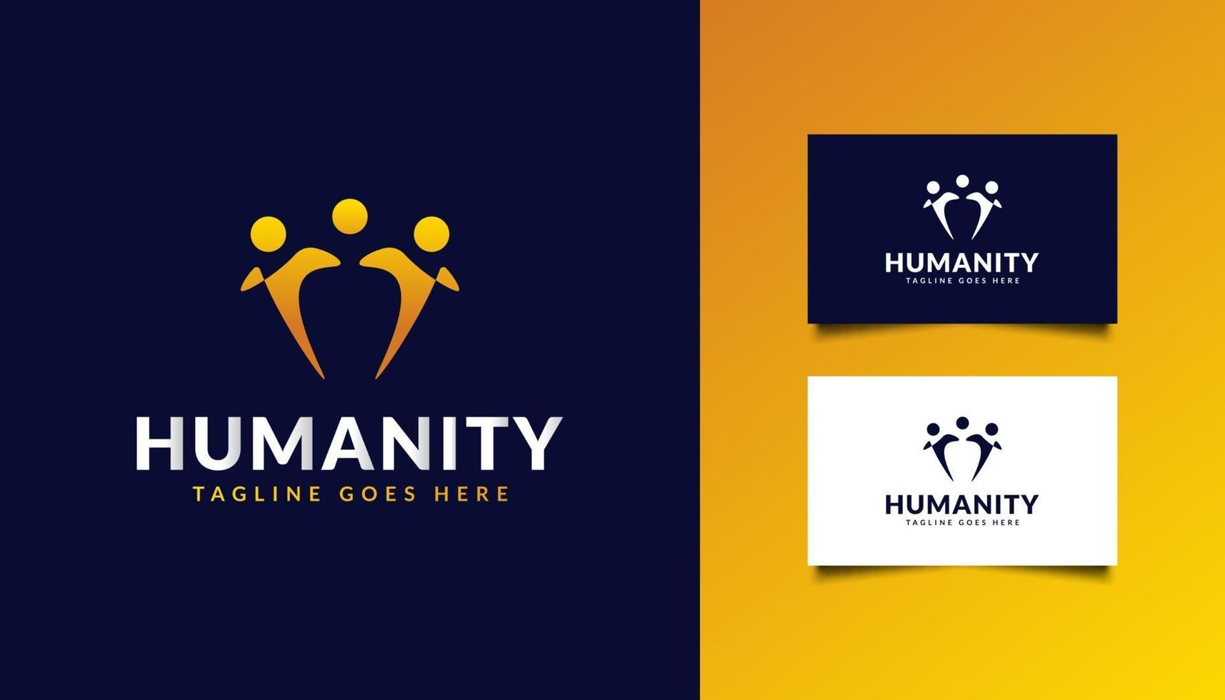 logo de l'humanité avec les gens s'embrassent vecteur