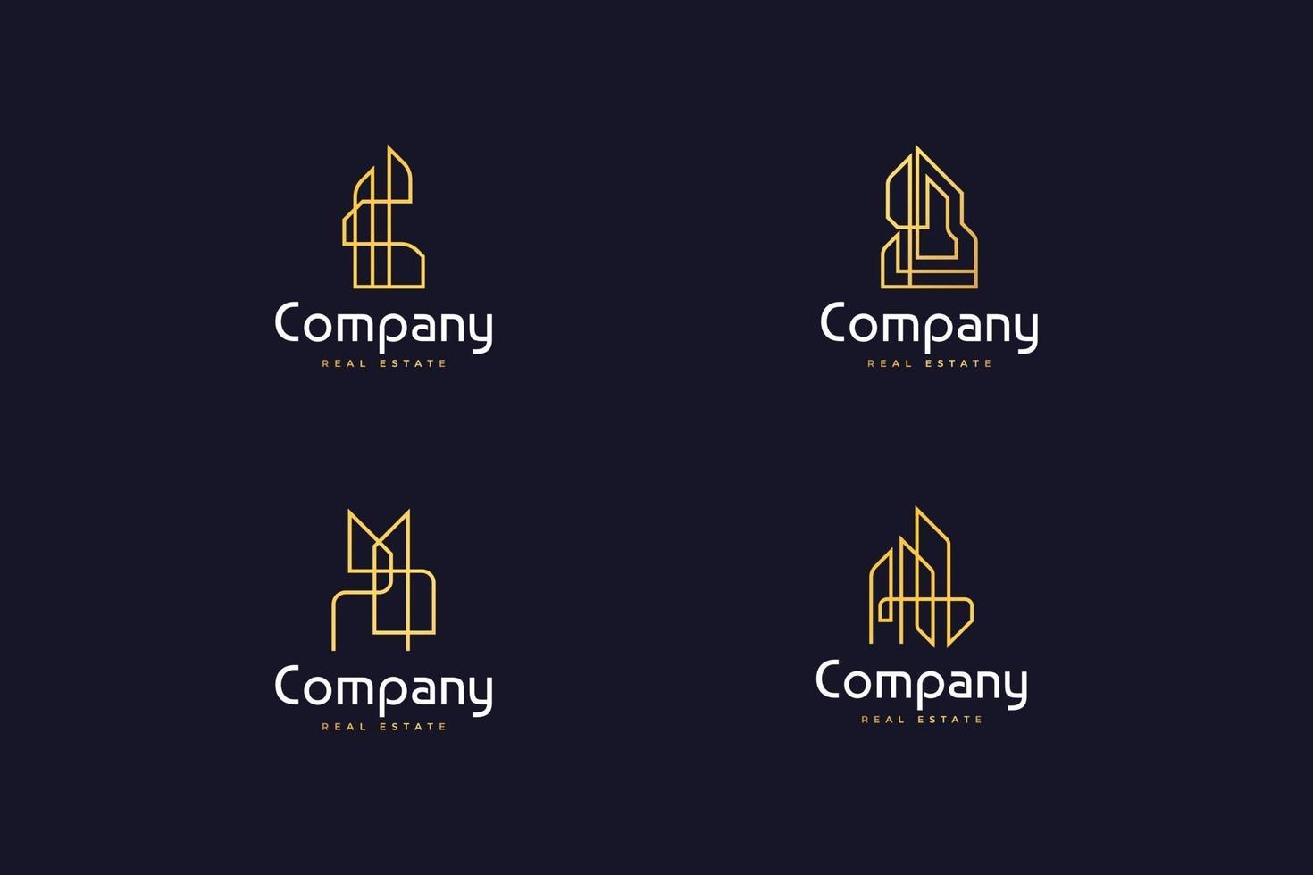 ensemble de logo de bâtiment ou de construction immobilier avec style de ligne dans un concept simple et minimaliste vecteur