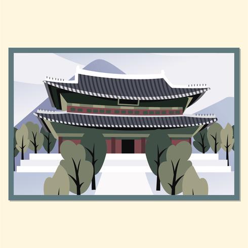 Carte postale du palais Gyeongbokgung vecteur
