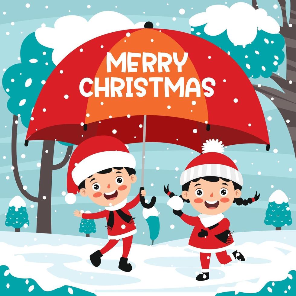 conception de cartes de voeux de Noël avec des personnages de dessins animés vecteur