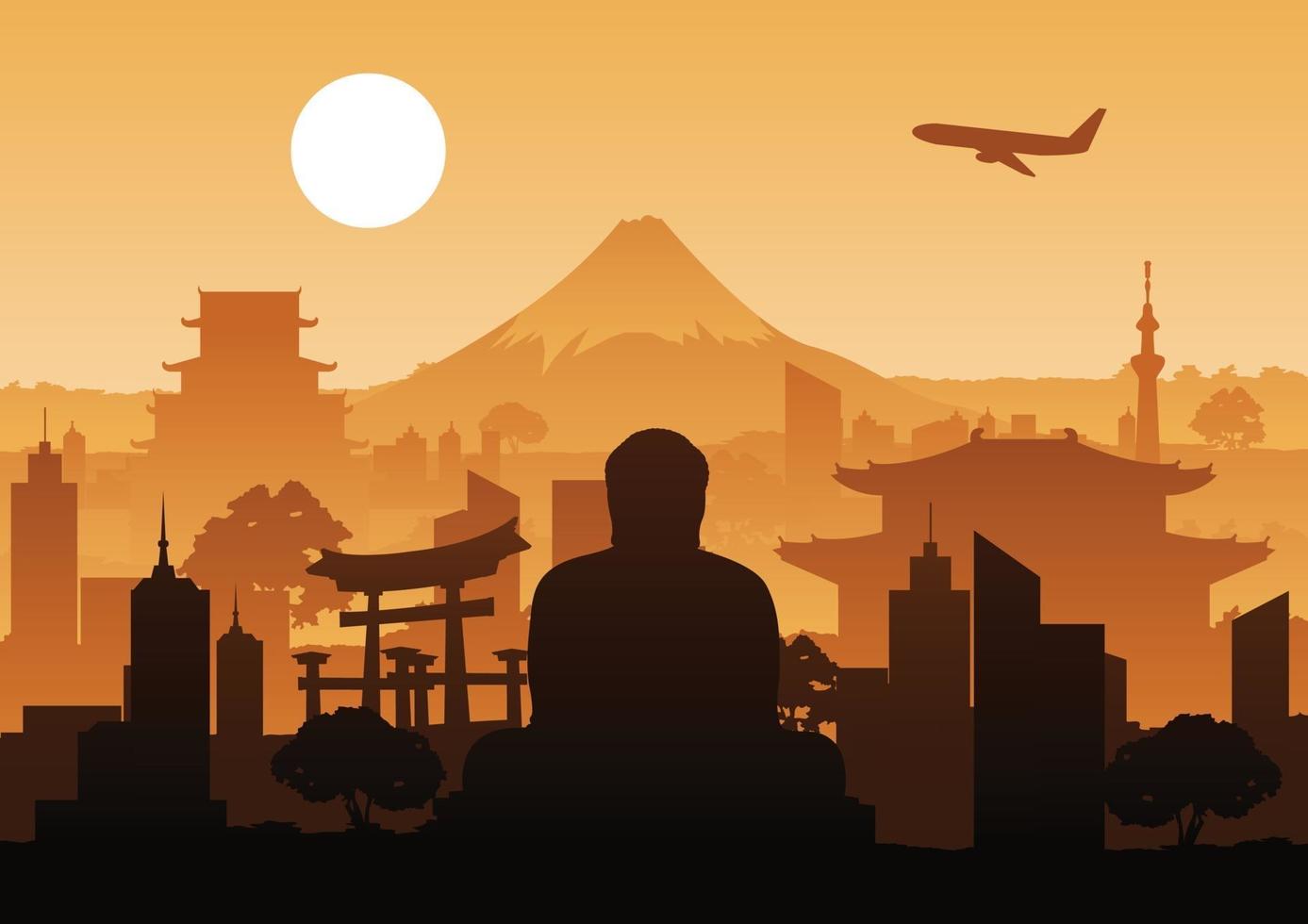 conception de silhouette de point de repère au japon vecteur