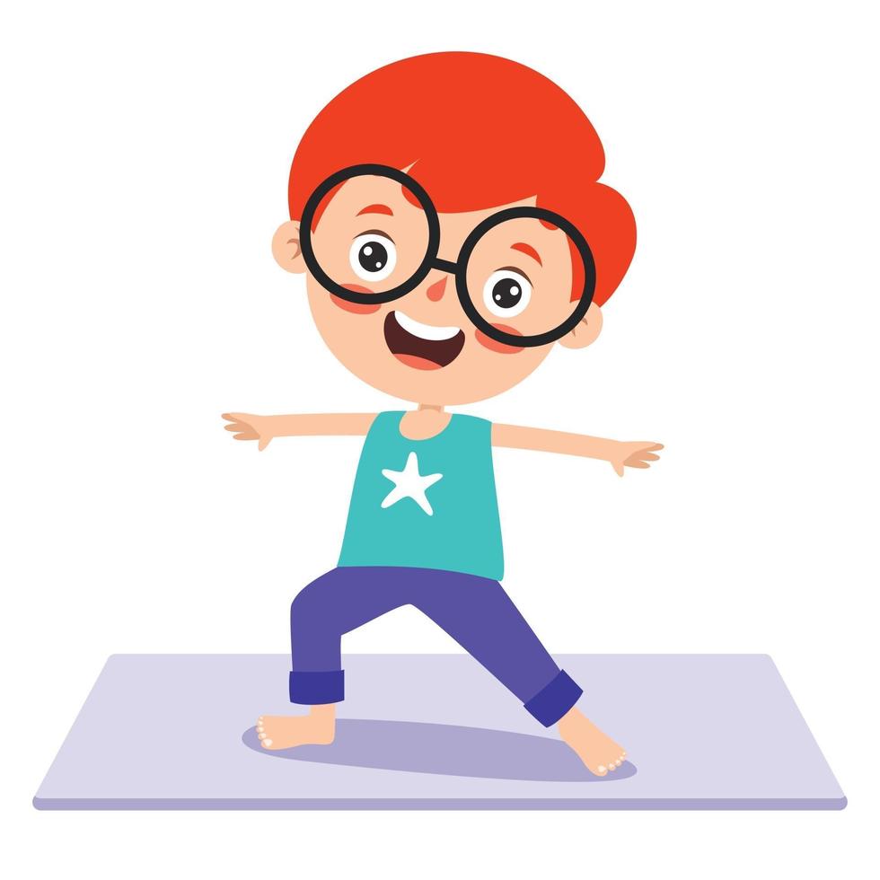 enfant drôle dans la pose de yoga vecteur