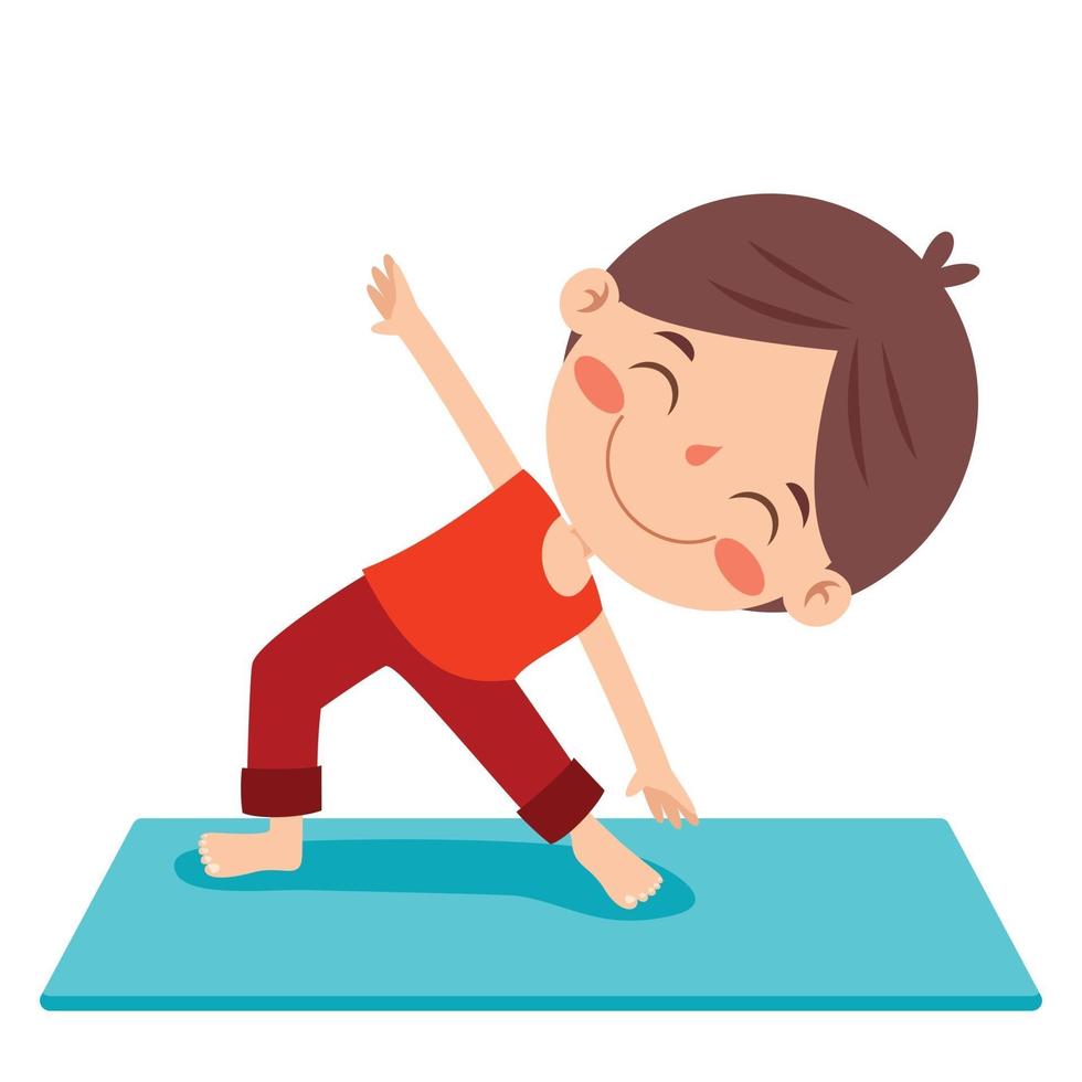 enfant drôle dans la pose de yoga vecteur