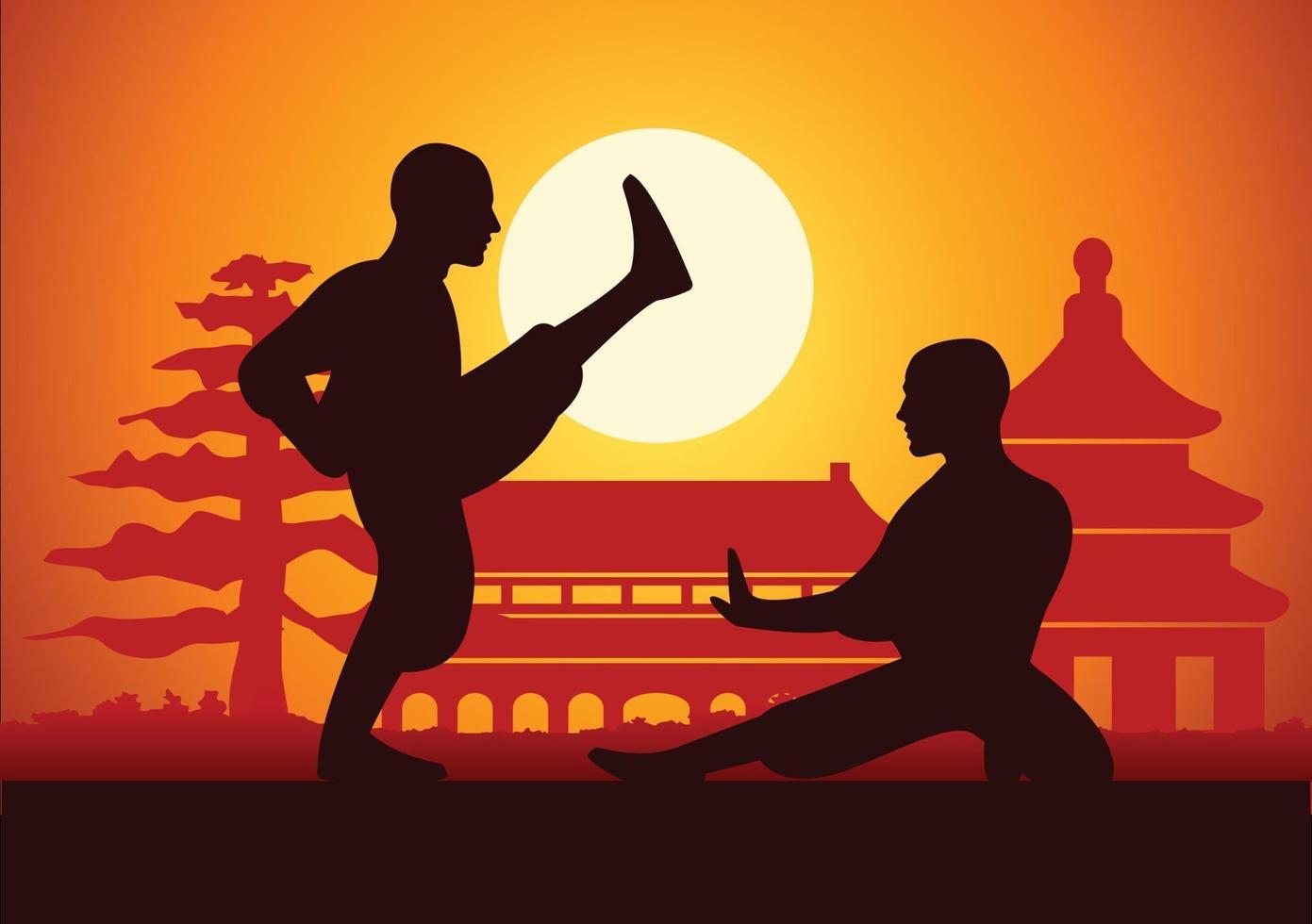 boxe chinoise kung fu art martial sport célèbre vecteur