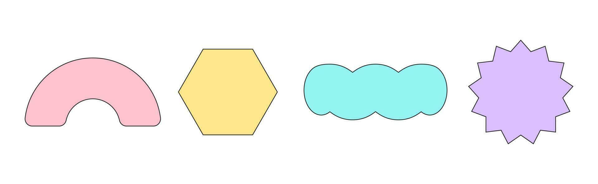 ensemble de patchs et autocollants avec copie espace dans rétro pop style coloré pastel couleurs avec une accident vasculaire cérébral. cool graphique Contexte conception éléments. Facile isolé vecteur formes pour promo, emballage