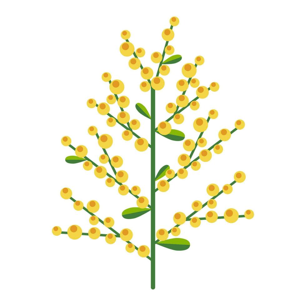 Facile minimaliste brillant vert branche avec feuilles et Jaune baies. fleur collection de coloré les plantes pour saisonnier décoration . stylisé Icônes de botanique. Stock vecteur illustration dans plat style