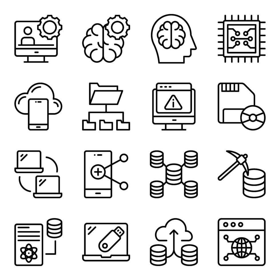 pack d & # 39; icônes linéaires de science des données vecteur