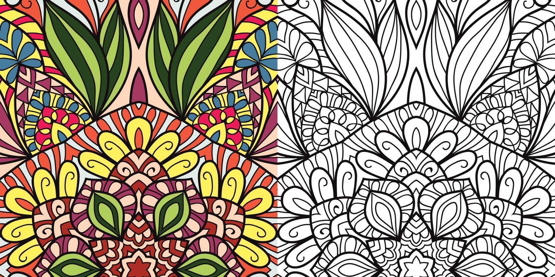 Doodle zentangle design pages de livre de coloriage pour les modèles de thérapie adultes et enfants anti-stress vecteur