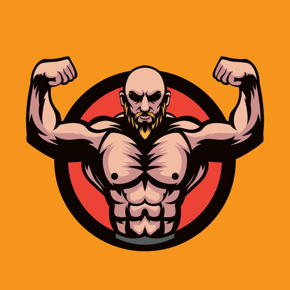 double biceps pose barbe corps constructeur illustration vecteur