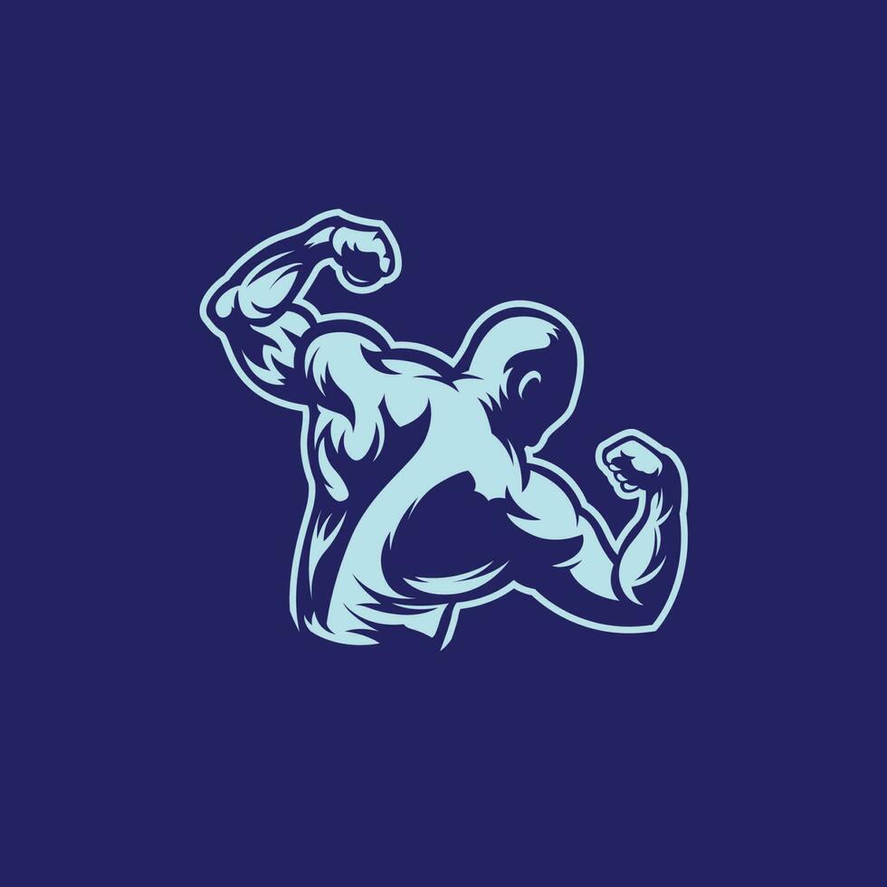 bodybuilder Gym mascotte logo illustration vecteur