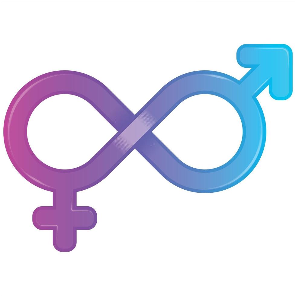 symbole de l'homme et de la femme unis par l'infini vecteur