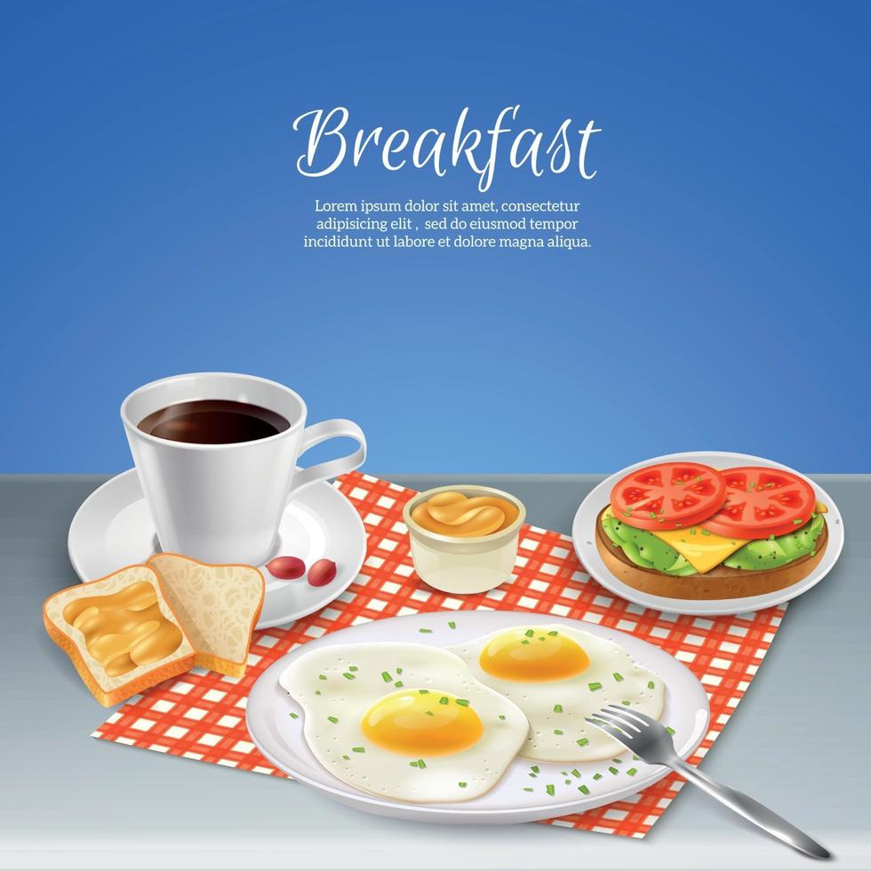 illustration vectorielle de petit déjeuner ensemble réaliste vecteur