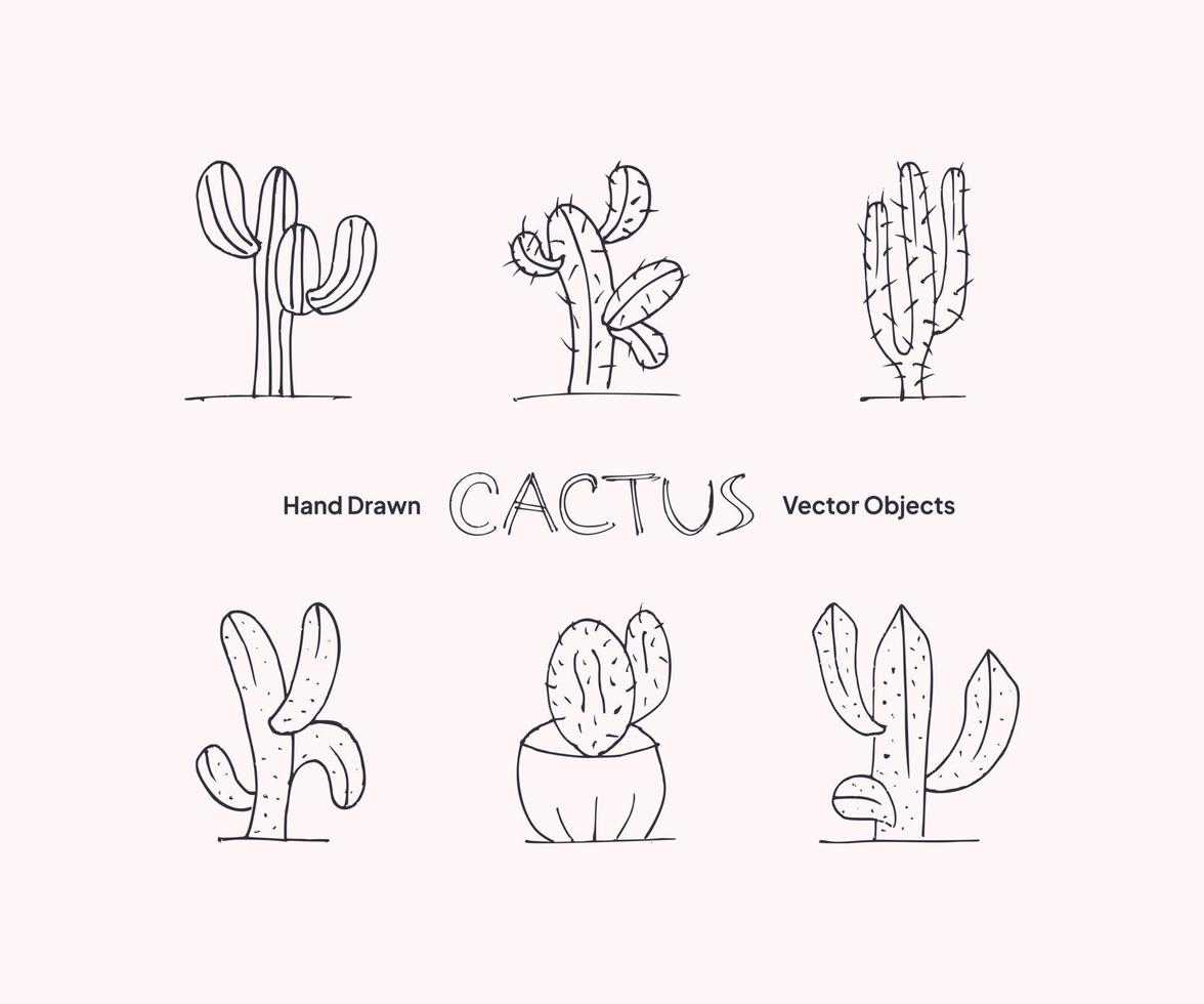 objets vectoriels dessinés à la main cactus vecteur