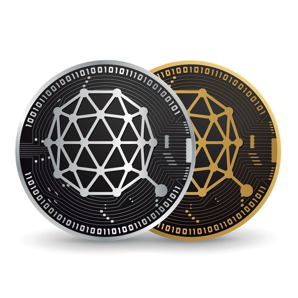 crypto-monnaie qtum or et argent vecteur