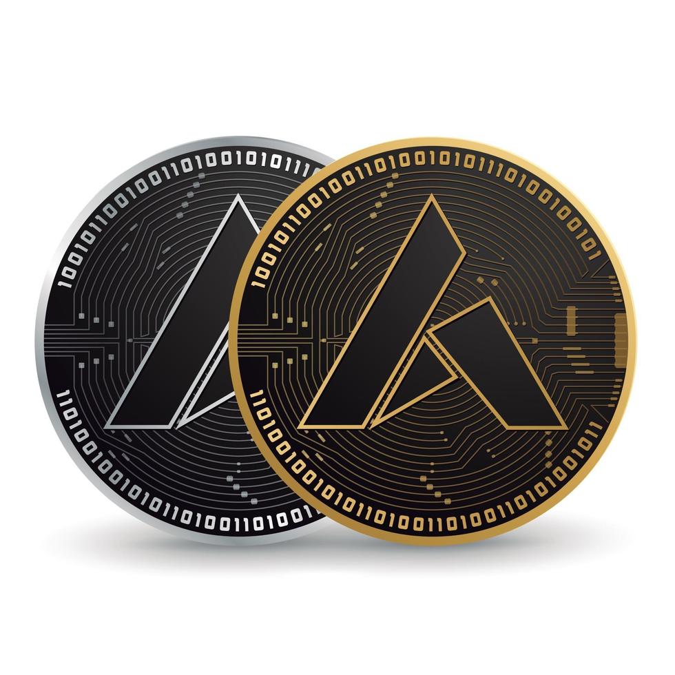 crypto-monnaie ardor or et argent vecteur