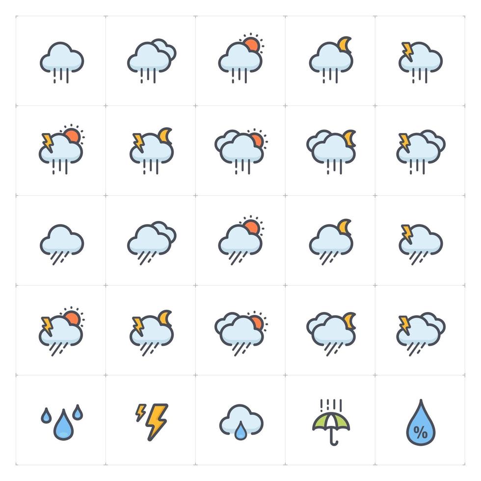 icône de la météo et des prévisions en couleur vecteur