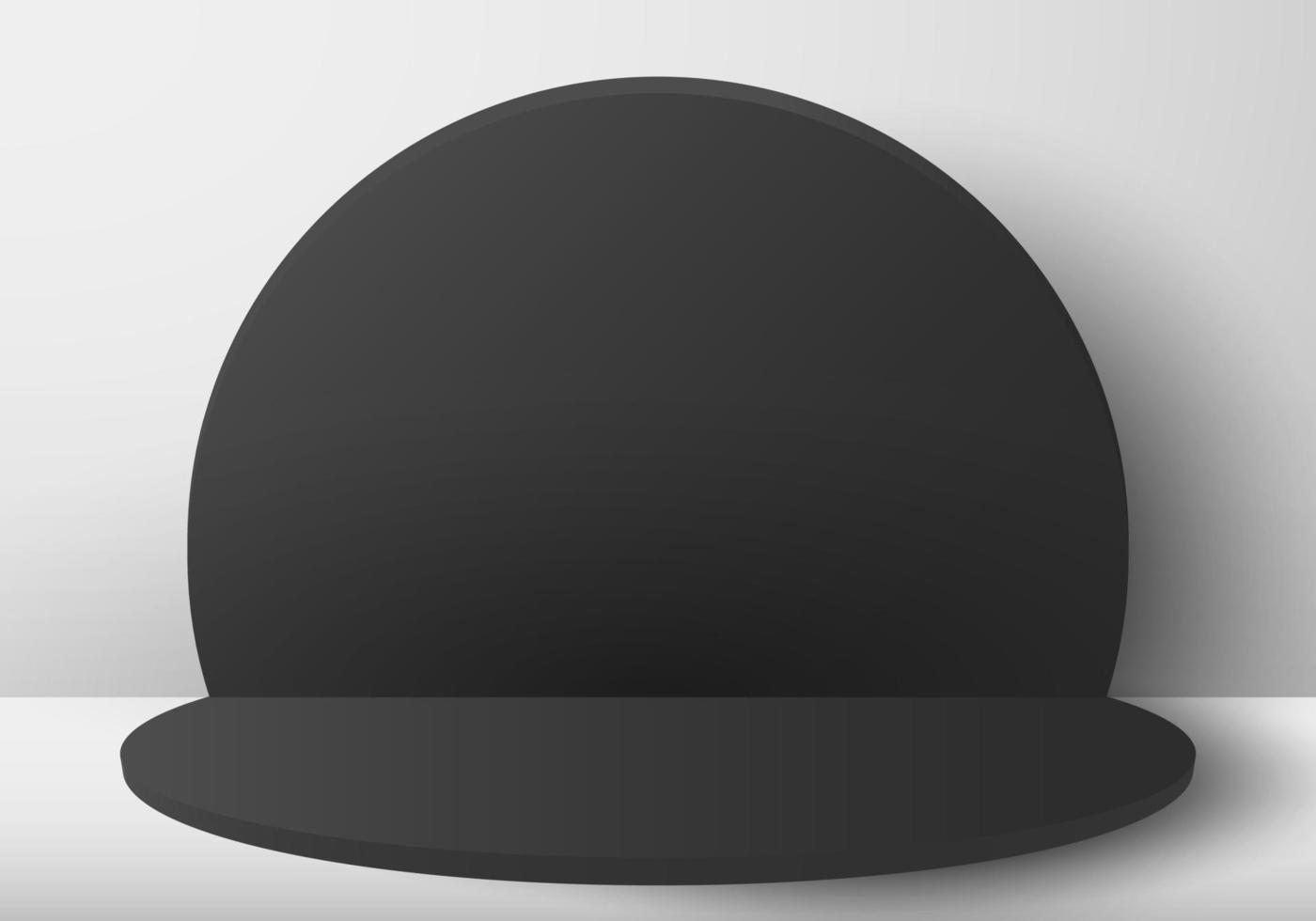 3d cercle noir réaliste fond rond et sol sur fond blanc vecteur