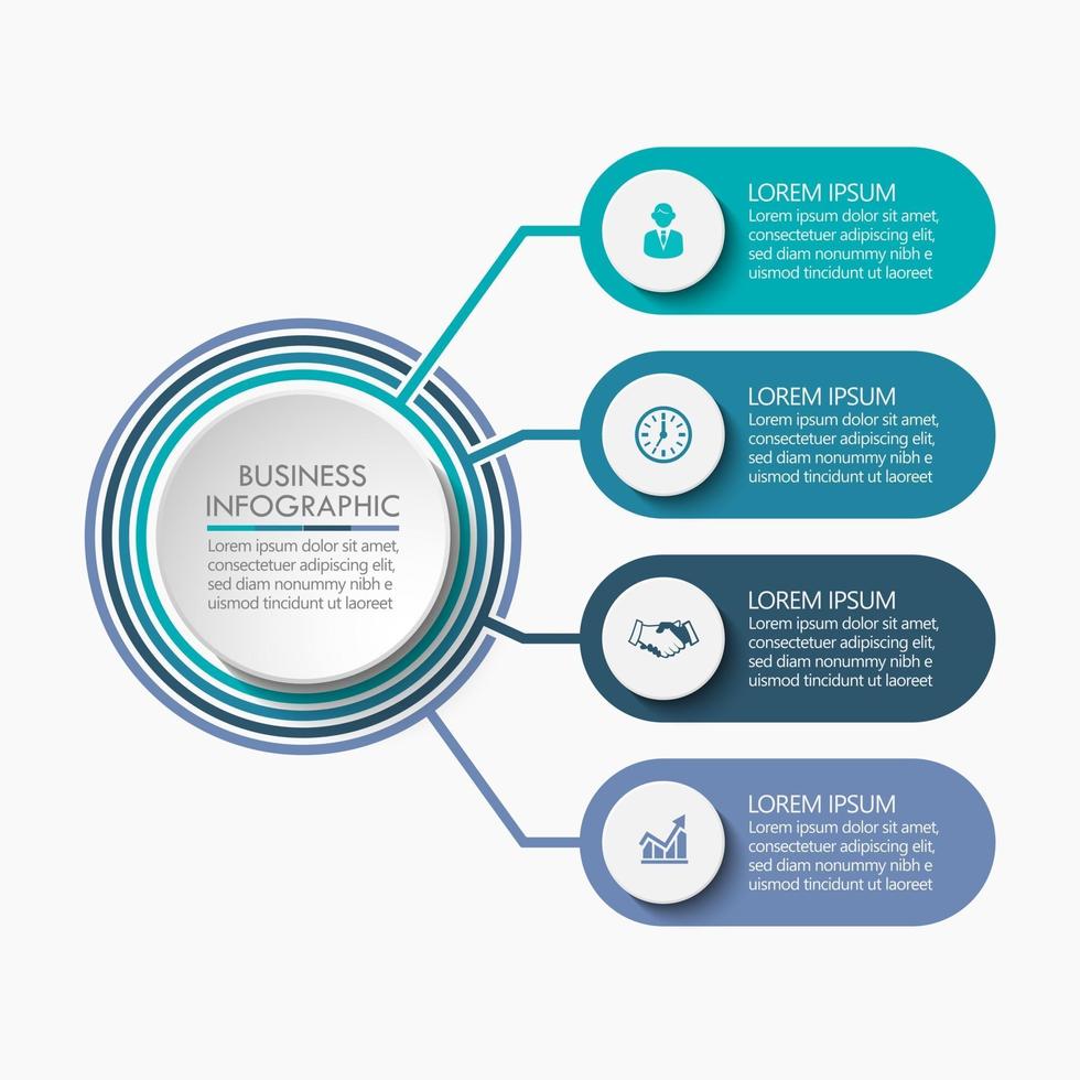 icônes d & # 39; infographie de chronologie de cercle d & # 39; affaires conçues pour le modèle de fond abstrait vecteur