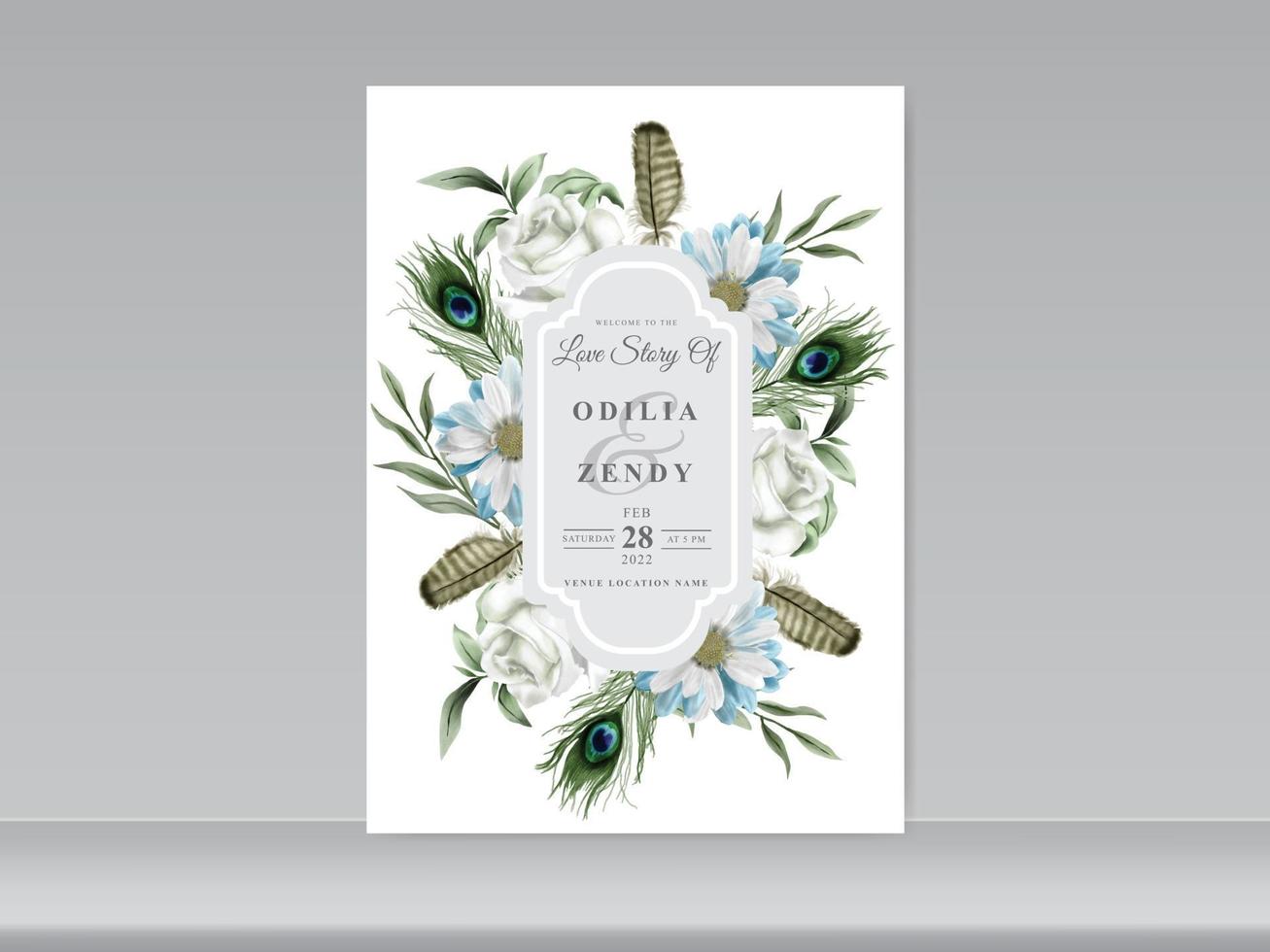 magnifique ensemble de cartes de mariage design floral vecteur