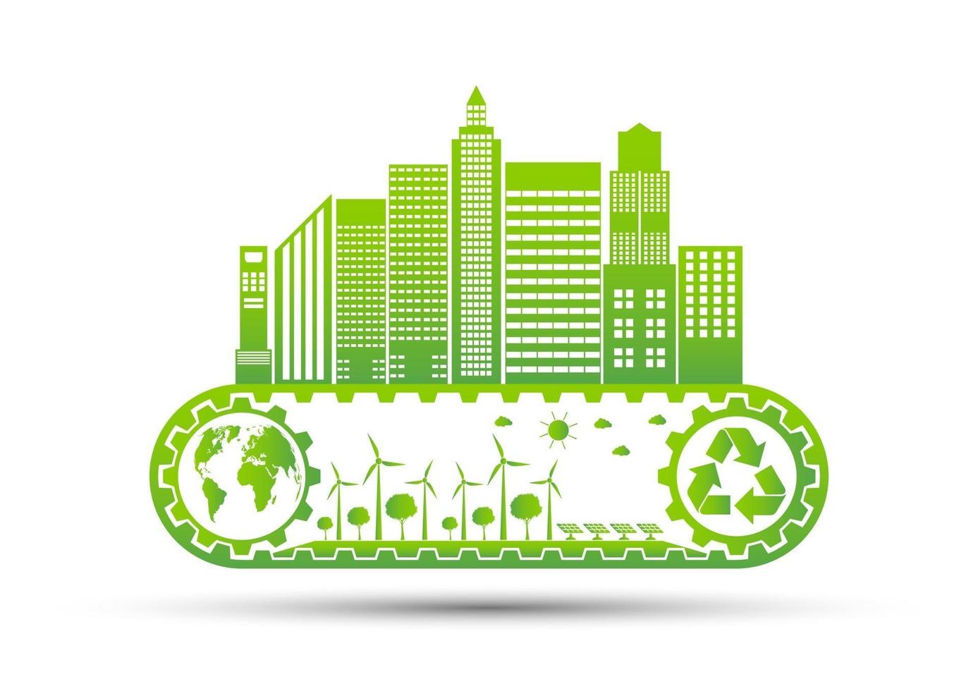 concept d'engrenage d'écologie et développement énergétique durable environnemental vecteur