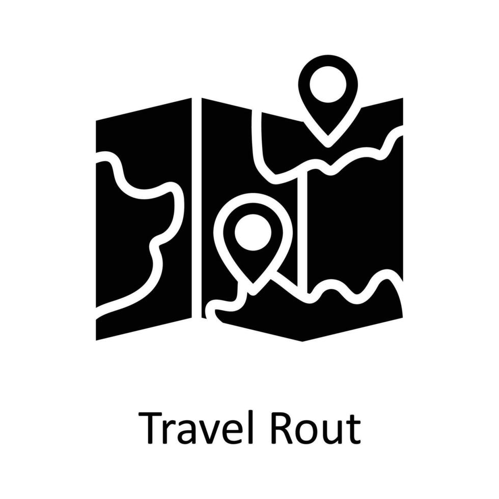 Voyage déroute vecteur solide icône conception illustration. emplacement et carte symbole sur blanc Contexte eps dix fichier