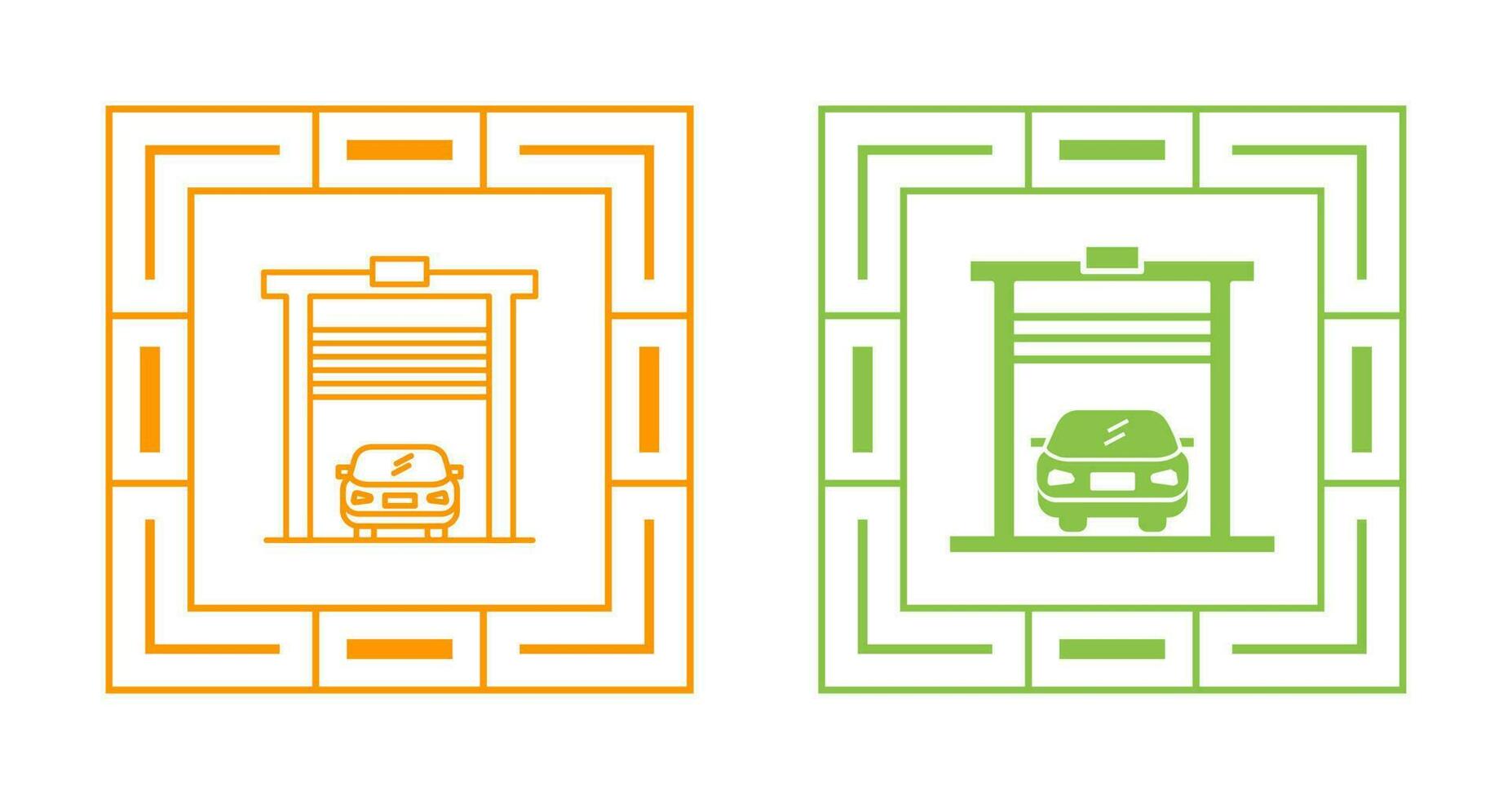 voiture dans l'icône de vecteur de garage