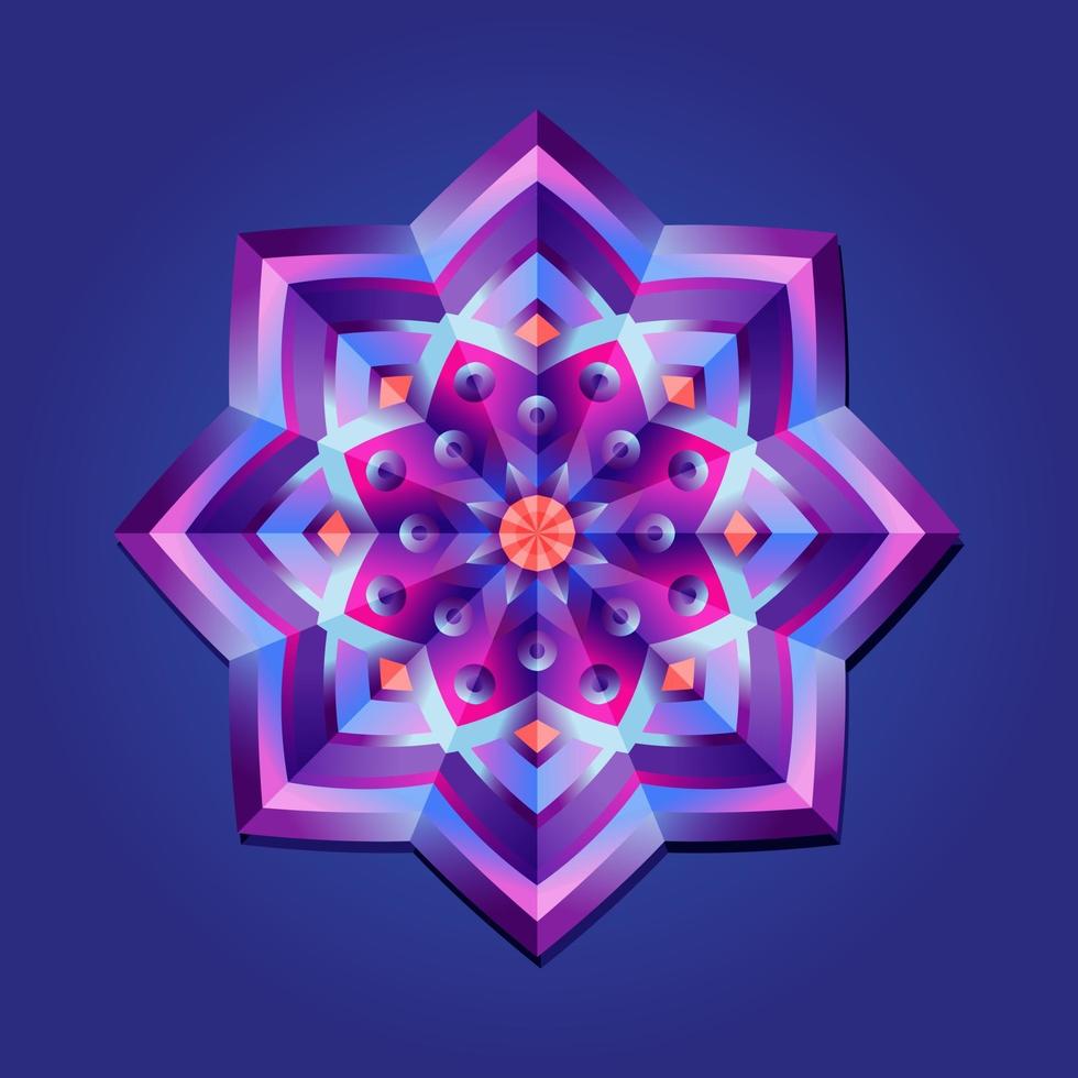 c'est violet un mandala polygonal géométrique en forme d'étoile avec un motif floral vecteur