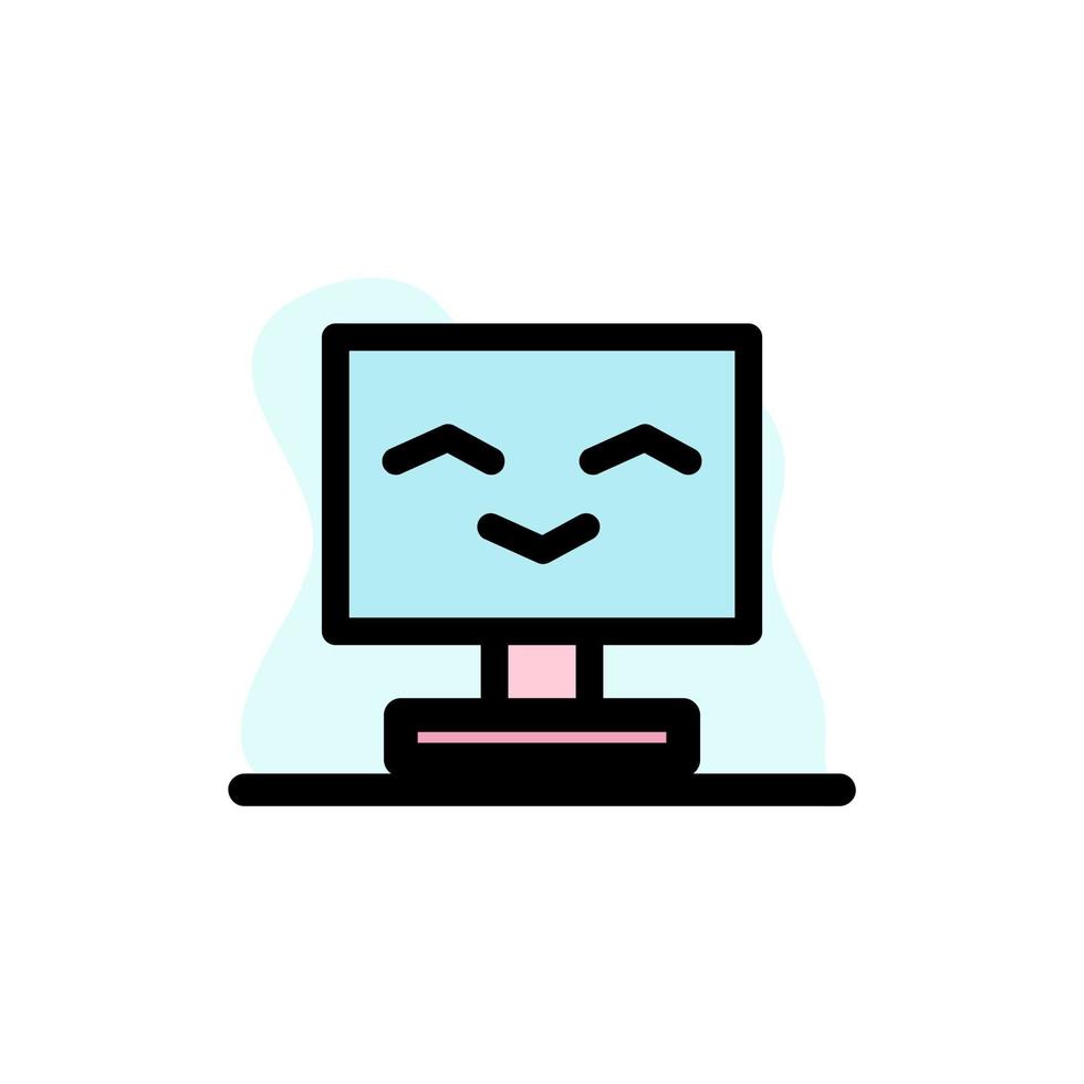 ordinateur mignon pc sourire icône vector illustration design