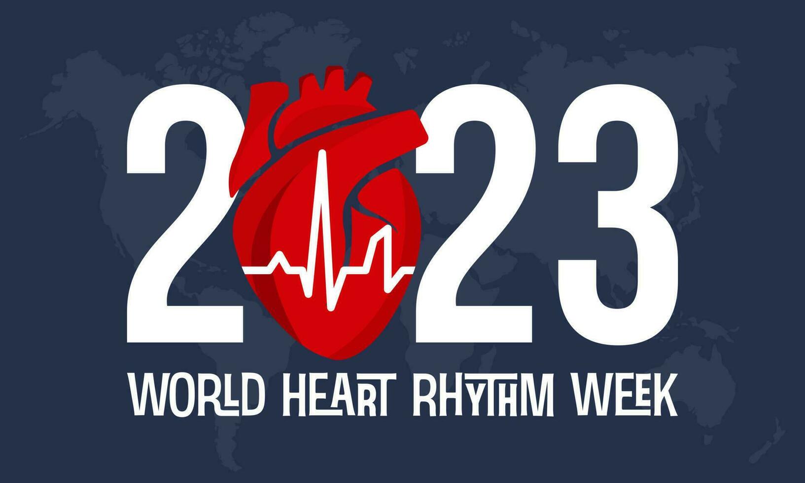 2023 concept monde cœur rythme la semaine vecteur illustration modèle. cardiaque, impulsion se soucier, diagnostic thème bannière.