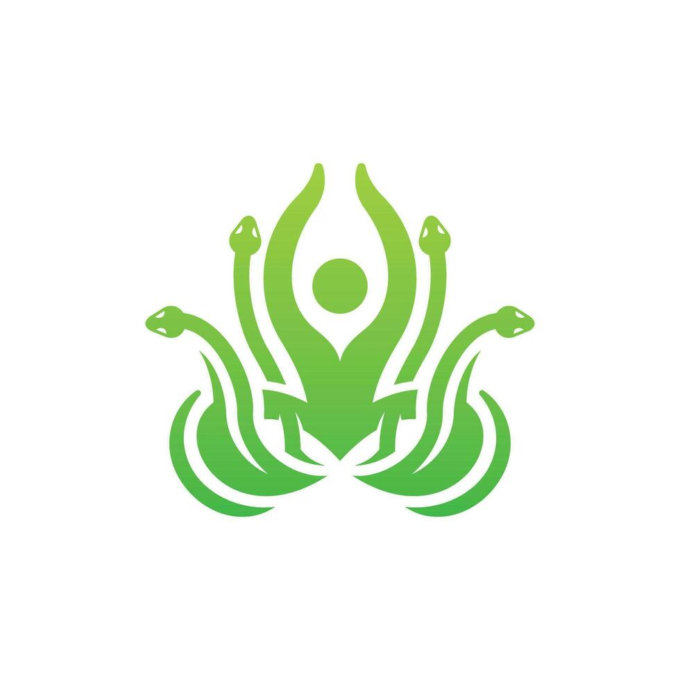 Humain yoga avec serpent animal Créatif logo conception vecteur