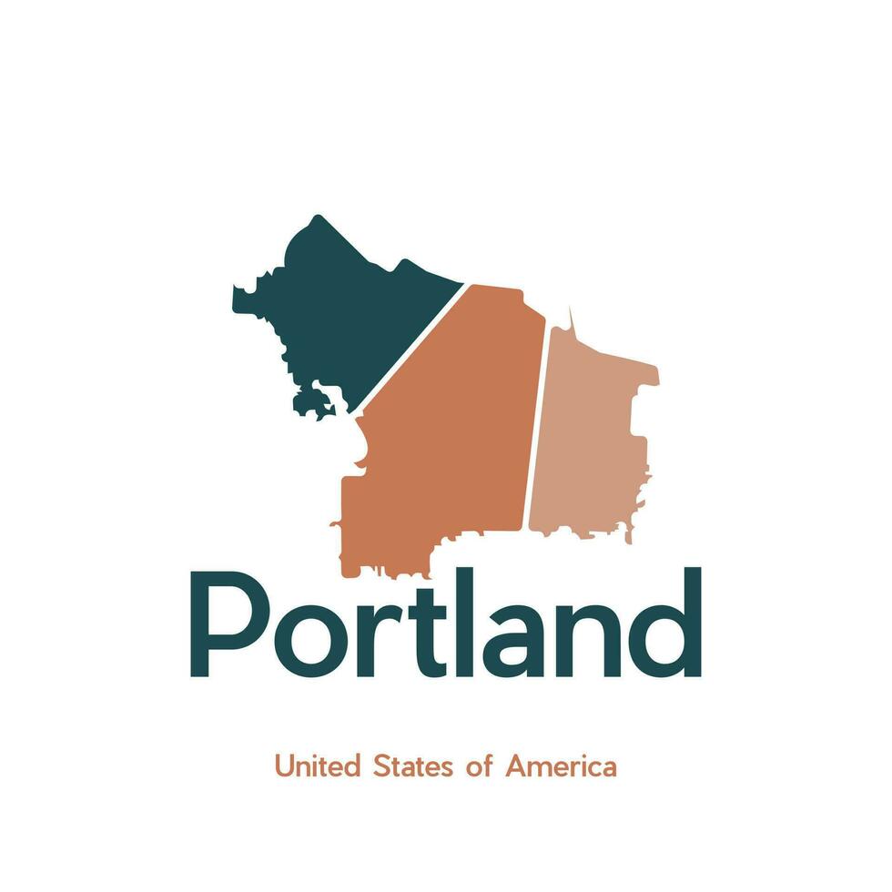 Portland ville carte géométrique Facile logo vecteur