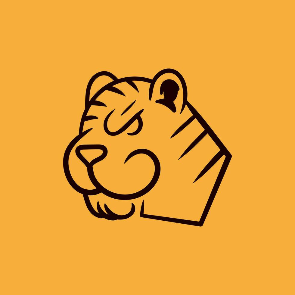 animal tête tigre bête moderne Facile logo vecteur