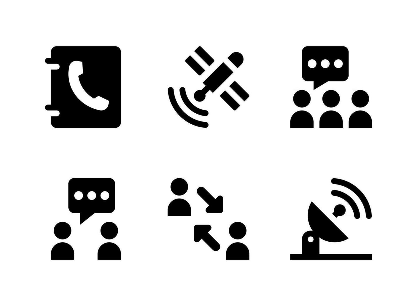 ensemble simple d'icônes solides vectorielles liées à la communication vecteur