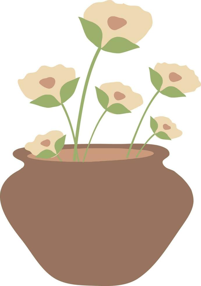 mignonne fleur dans vase isolé icône vecteur illustration conception