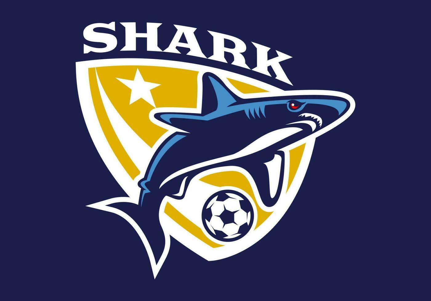 football avec requin mascotte badge logo conception vecteur