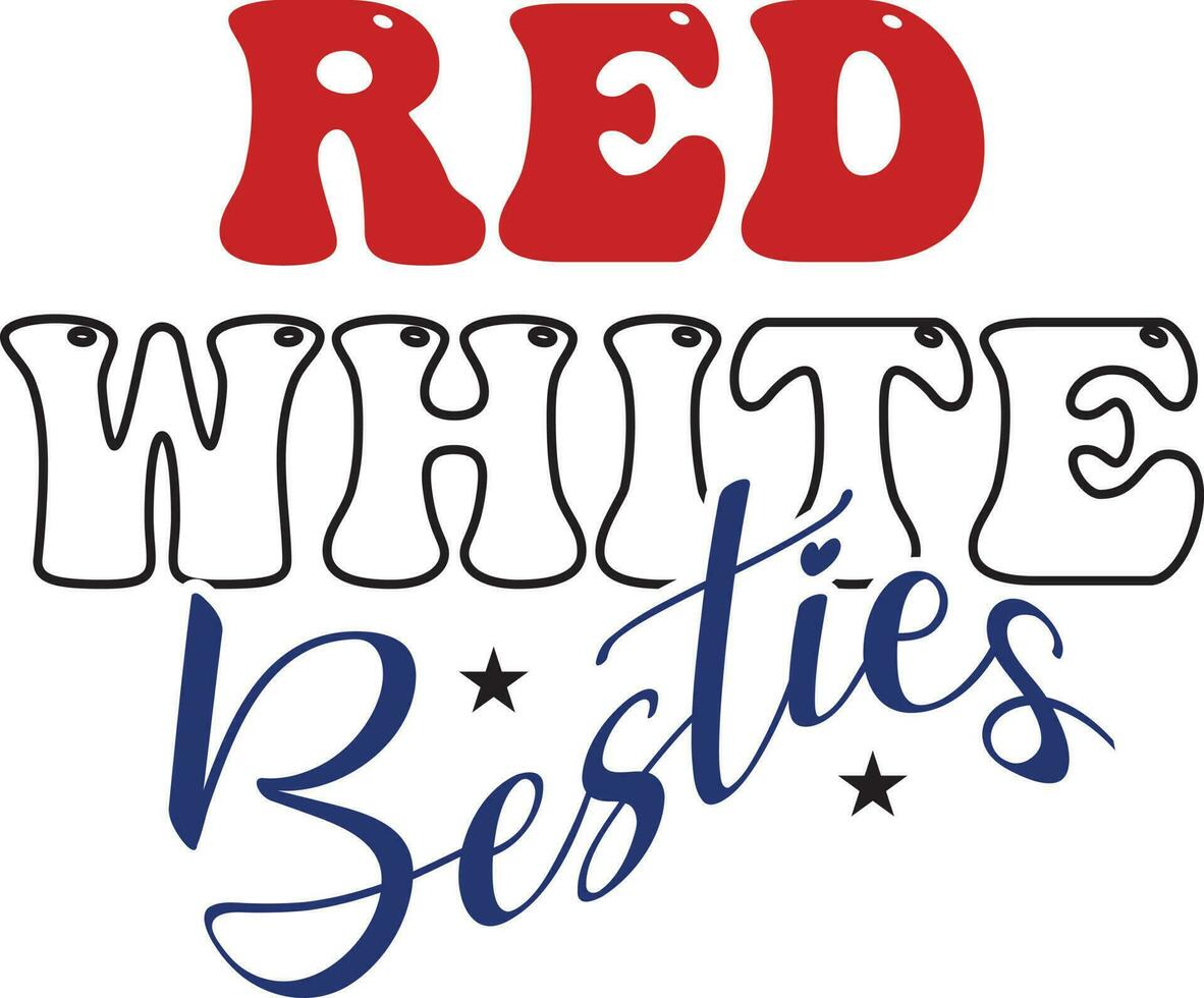 rouge blanc besties 4e de juillet mignonne svg vecteur