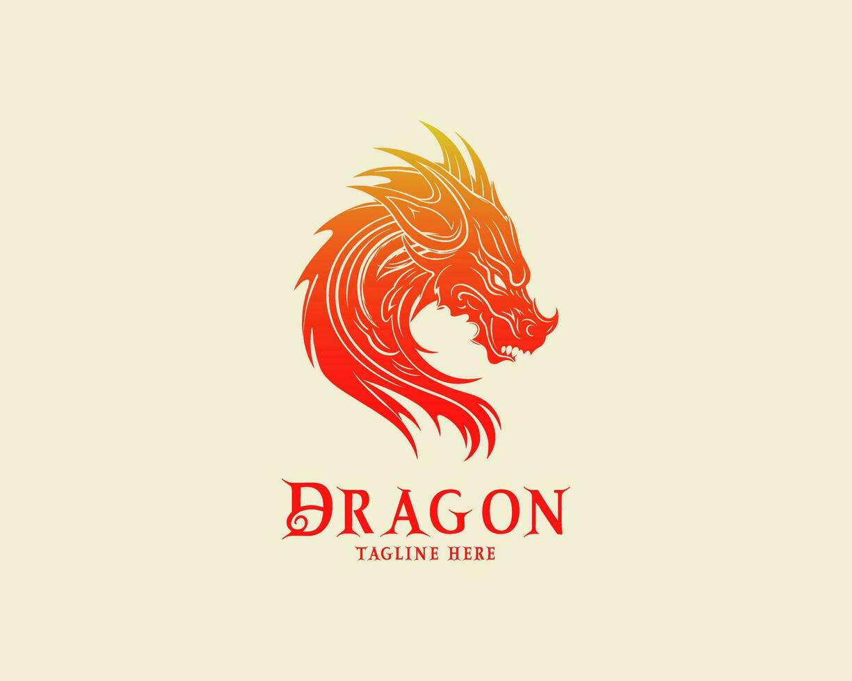 dragon logo avec Facile pente rouge couleur, vecteur eps fichier