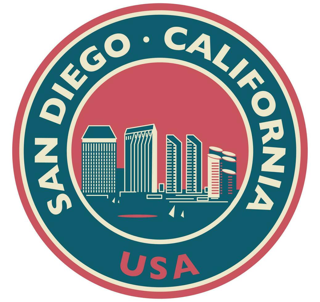 badge, étiquette ou timbre avec san Diego ligne d'horizon, vecteur illustration