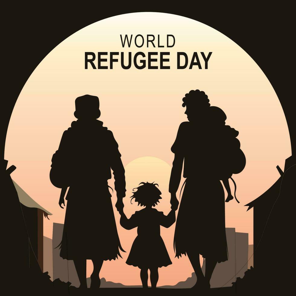 monde réfugié journée Contexte. vecteur